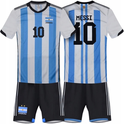 Argentyna Messi 10 Strój Piłkarski Koszulka + spodenki