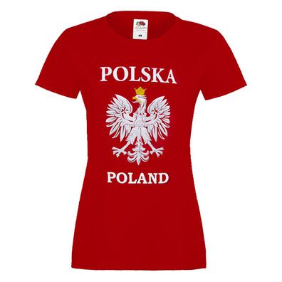 Koszulka Damska Kibica T-shirt Polska Orzeł Poland
